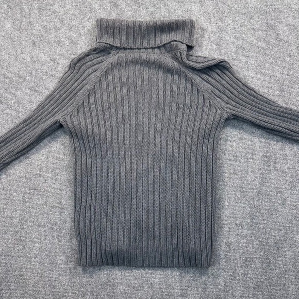 Banana Republic Tan Cotton Chunky‎ Cable Knit Turtleneck Sweater Women's S Gray - Picture 3 of 13